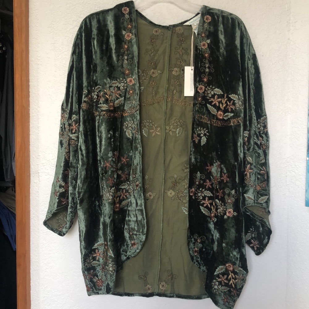 Sundance Enchanted Forest (Green Velvet Embroidered) Kimono S